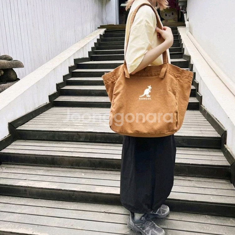 캉골가방 캉골에코백 캉골 대용량 캔버스 숄더백 카멜--3