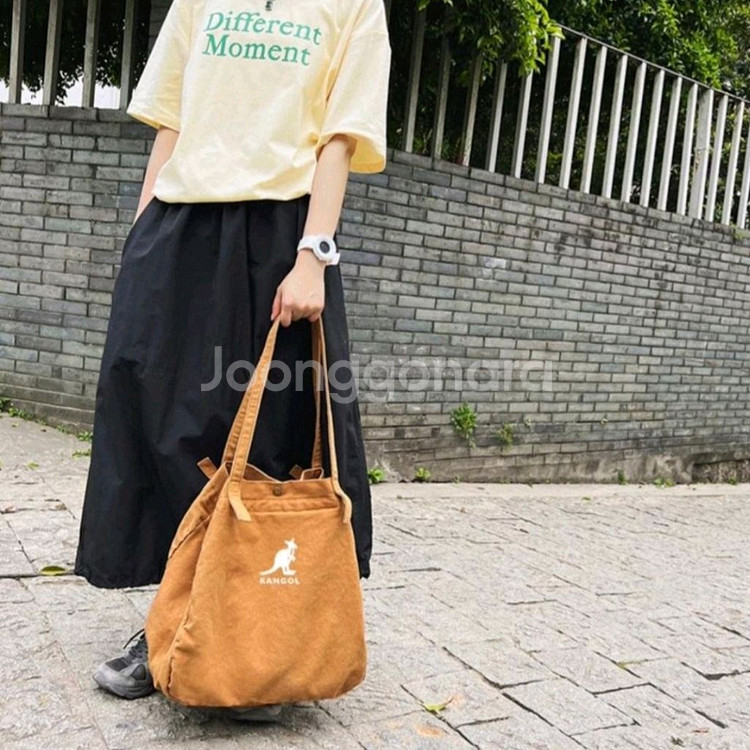 캉골가방 캉골에코백 캉골 대용량 캔버스 숄더백 카멜--4