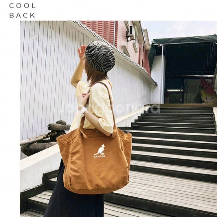 캉골가방 캉골에코백 캉골 대용량 캔버스 숄더백 카멜--5