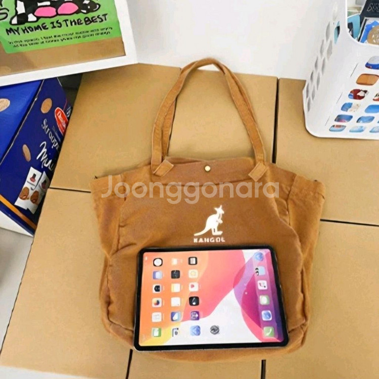 캉골가방 캉골에코백 캉골 대용량 캔버스 숄더백 카멜--6