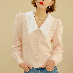 룩캐스트 오렌지 아이나 빅 카라 블라우스