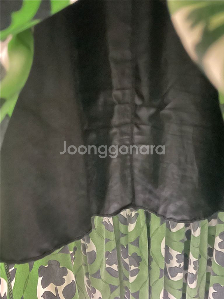 가을 그린 패턴 롱원피스--3