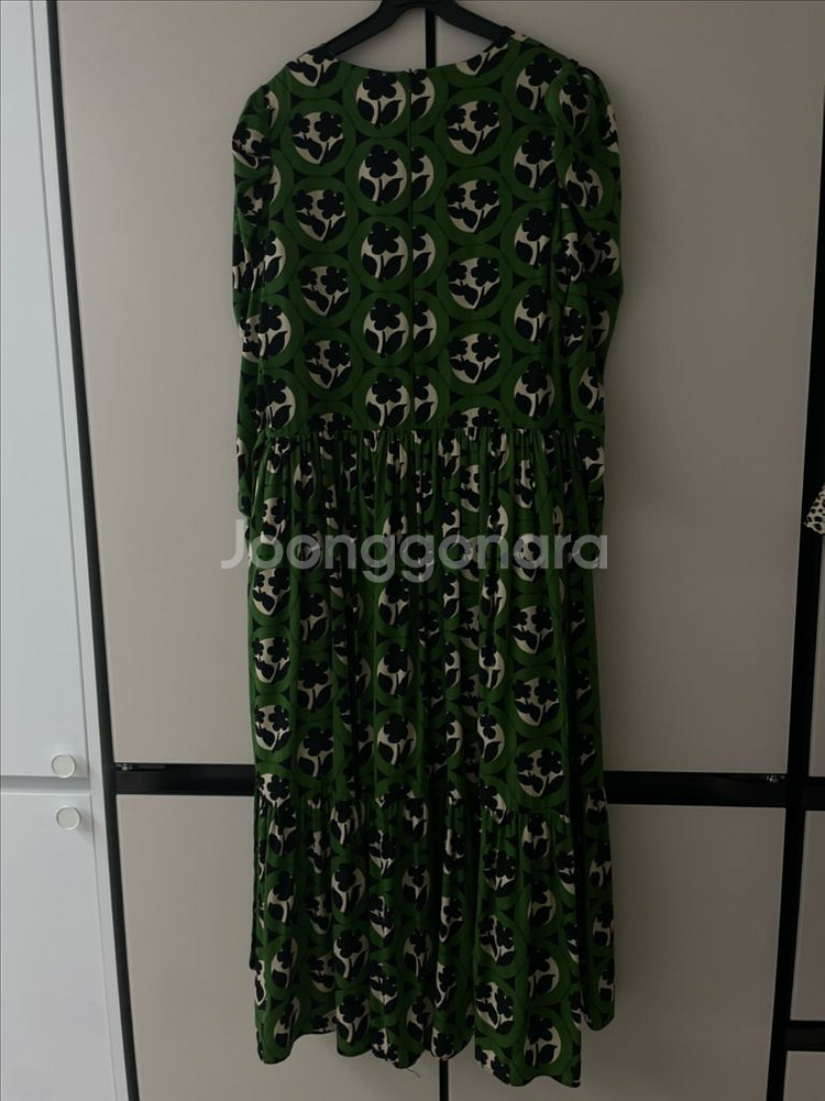 가을 그린 패턴 롱원피스--2