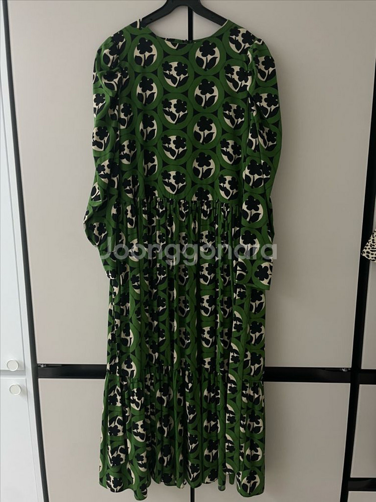 가을 그린 패턴 롱원피스--0