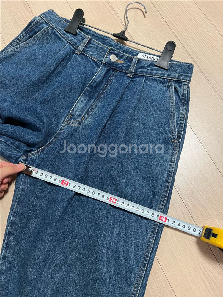 제평 스타더스트 핀턱 데님 팬츠 청바지 롤업 진청 중청--6