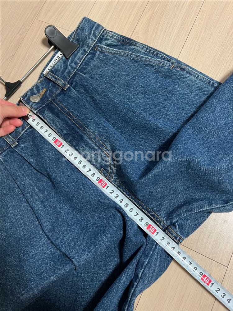 제평 스타더스트 핀턱 데님 팬츠 청바지 롤업 진청 중청--7