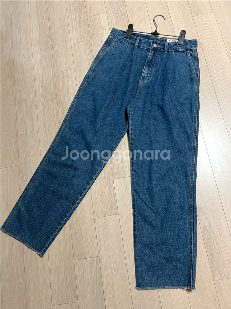 제평 스타더스트 핀턱 데님 팬츠 청바지 롤업 진청 중청--10