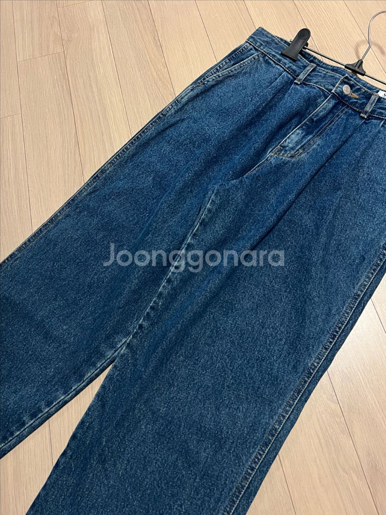 제평 스타더스트 핀턱 데님 팬츠 청바지 롤업 진청 중청--12