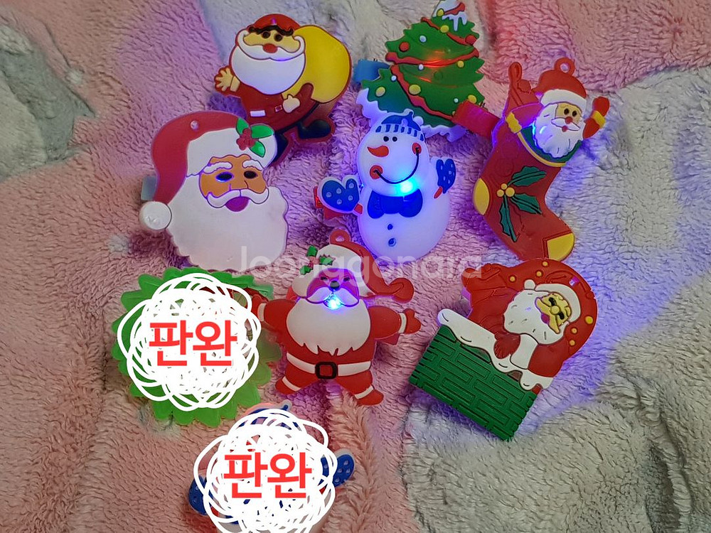 크리스마스 산타 헤어 머리핀 LED삔 7개일괄--0