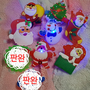 크리스마스 산타 헤어 머리핀 LED삔 7개일괄