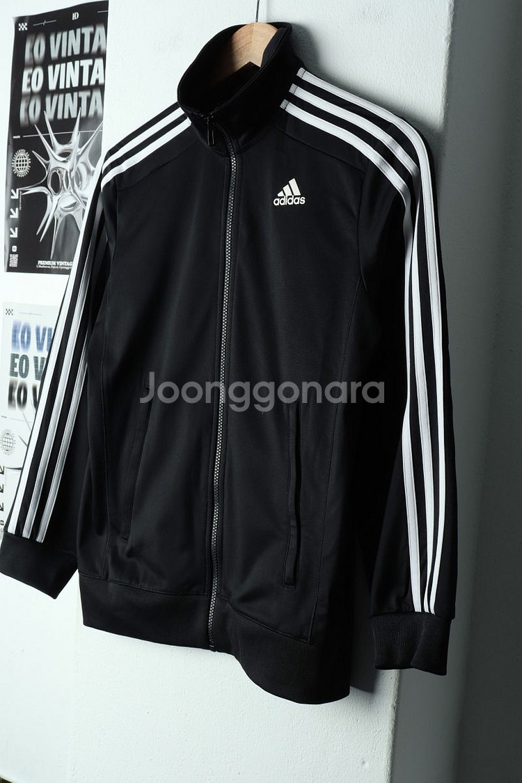 (S) 아디다스 집업져지 트랙탑 블랙 삼선 올드스쿨--0
