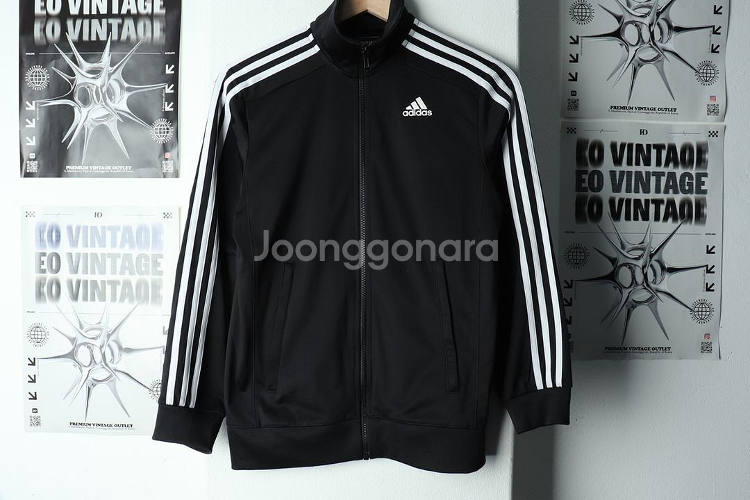 (S) 아디다스 집업져지 트랙탑 블랙 삼선 올드스쿨--1