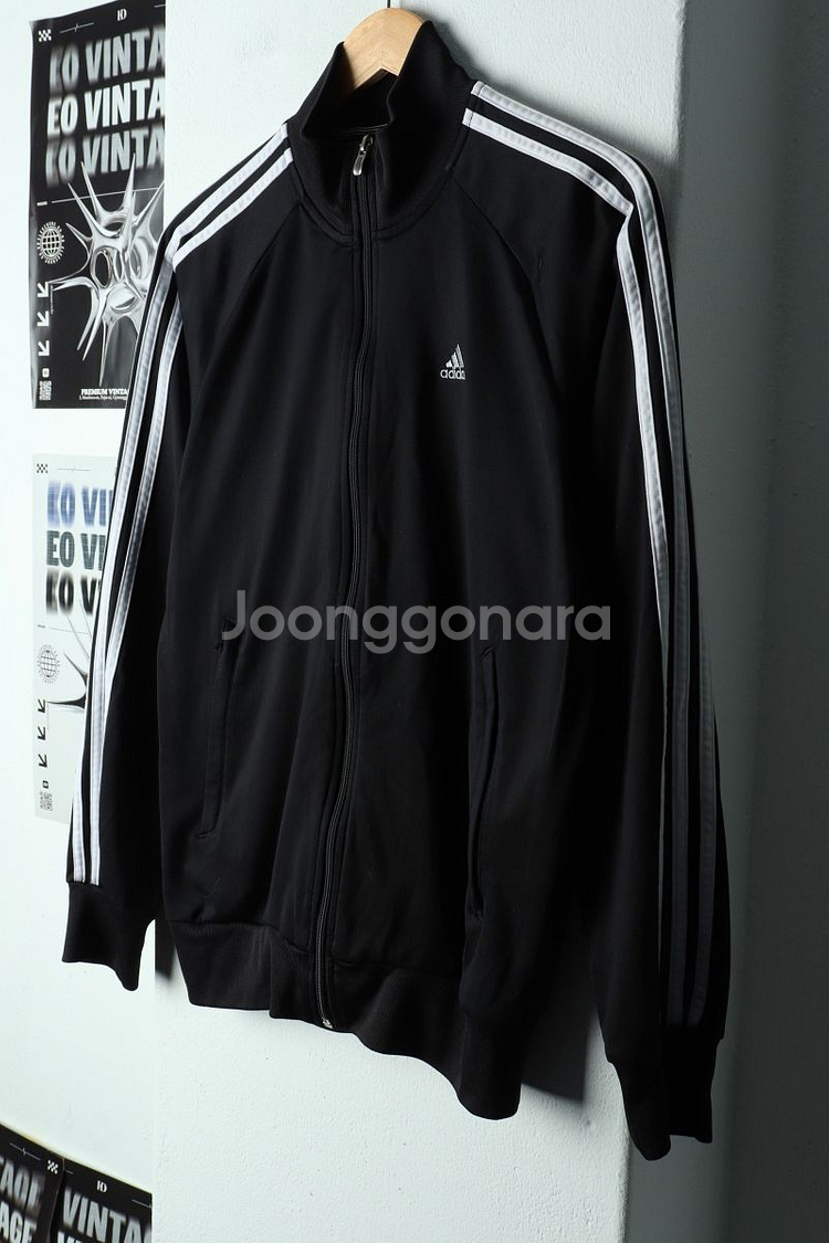 (M) 아디다스 집업져지 트랙탑 블랙 삼선 올드스쿨--0