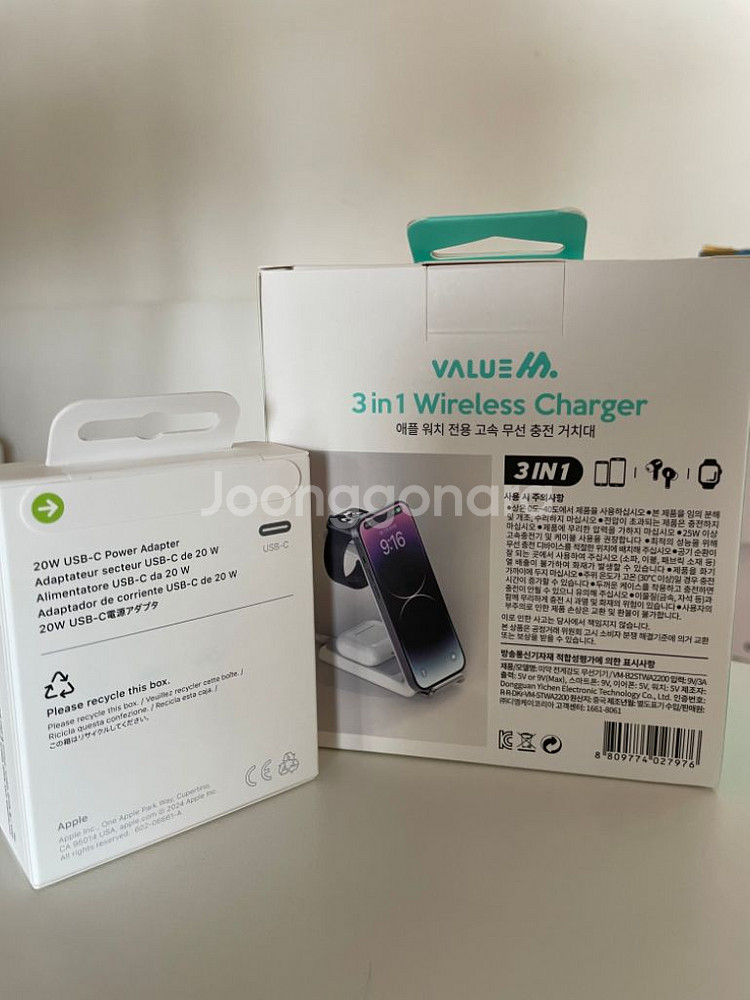 Apple 정품 충전기20W+벨류엠3in1 고속 충전기--1