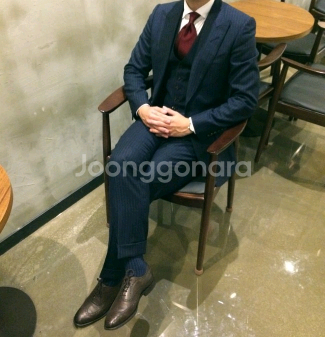 캠브리지멤버스/이태리 까노니꼬 스트라이프 수트/100--7