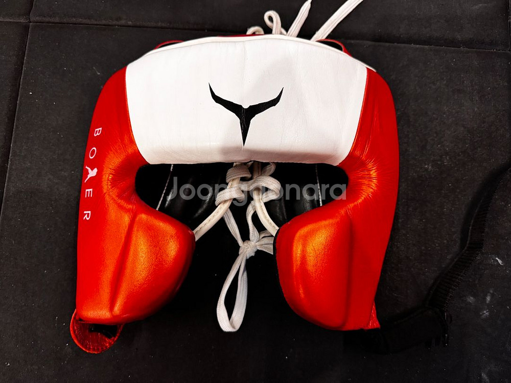 투이스코 BOXER 303T 헤드기어 화이트&레드--0