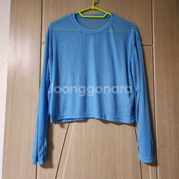 (새상품) 골지 크롭 시스루티--0