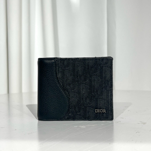 디올 오블리크 새들 반지갑 블랙