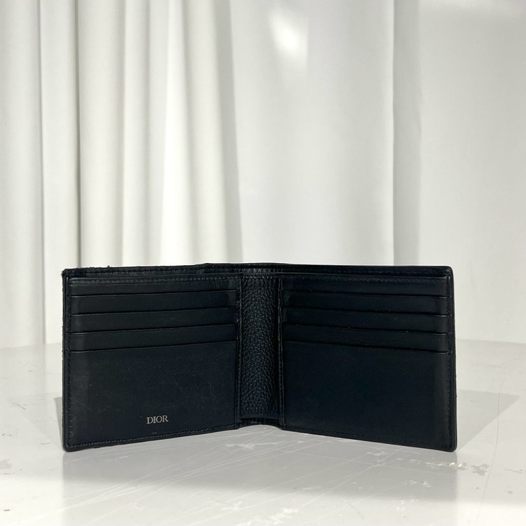 디올 오블리크 새들 반지갑 블랙--2