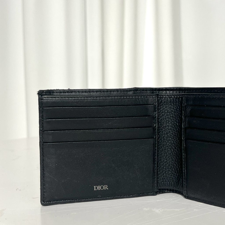 디올 오블리크 새들 반지갑 블랙--3