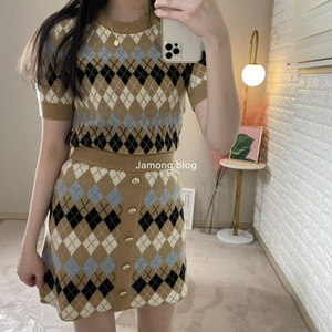 Maje 마쥬 혜리 아가일 니트셋업