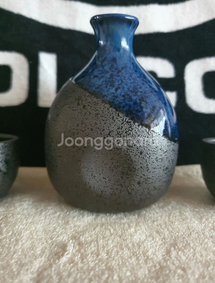 일본 카케와케 도자기 술병 + 술잔 2개 미사용신품--5