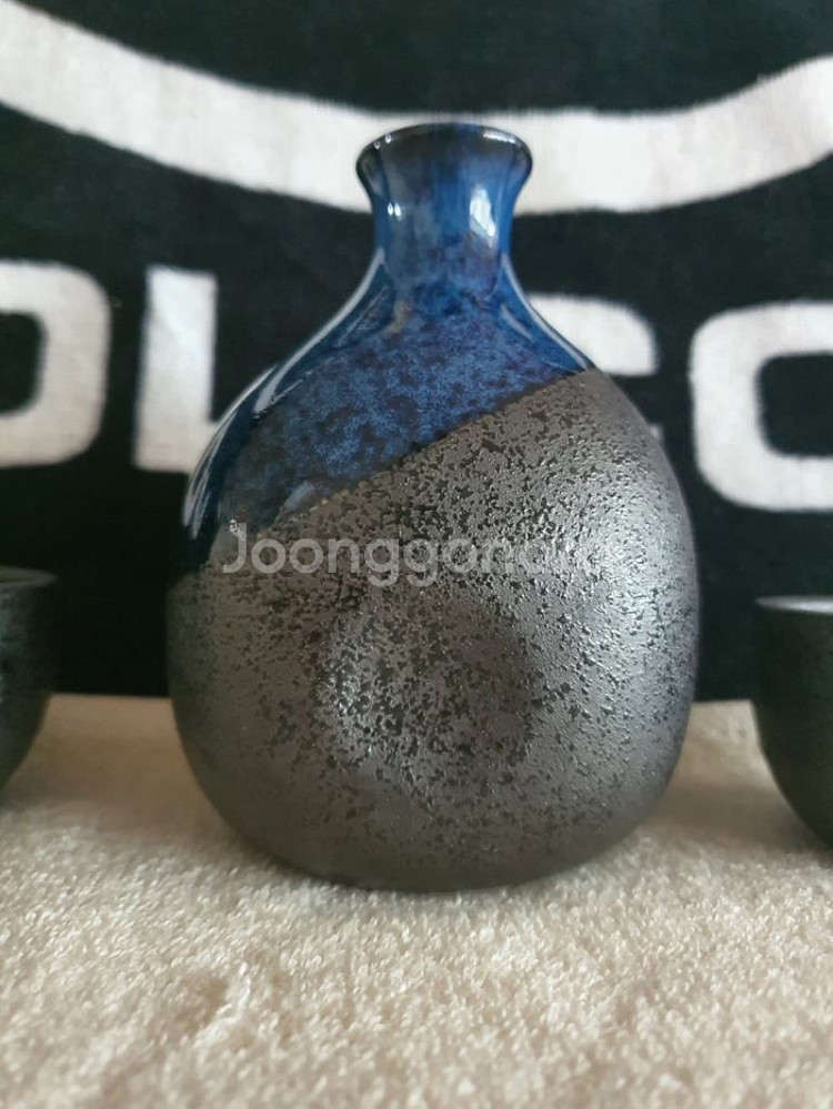 일본 카케와케 도자기 술병 + 술잔 2개 미사용신품--3