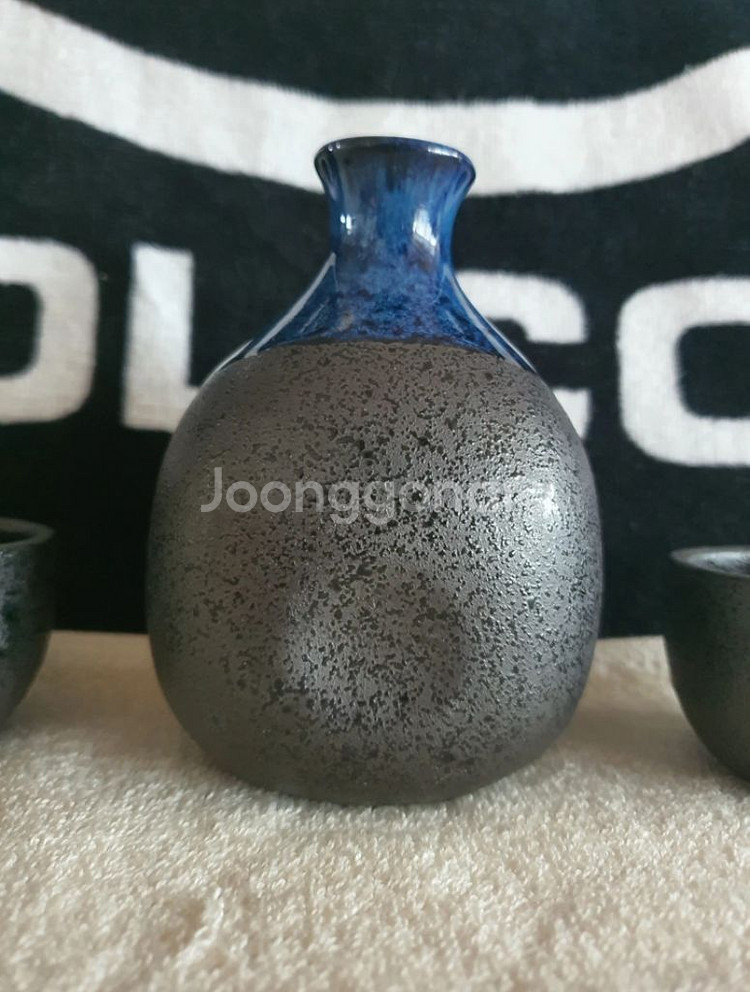 일본 카케와케 도자기 술병 + 술잔 2개 미사용신품--4