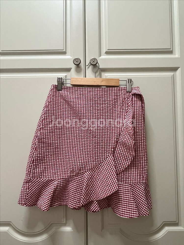 가격인하)스파오 체크 미니 랩스커트--1
