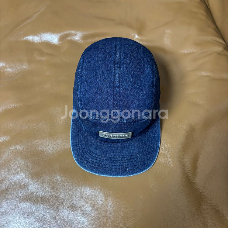 슈프림 워시드 데님 메탈 로고 캠프캡 모자 Denim--4