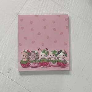 [ 메모지 ] 실바니안 딸기 옷 메모지 떡메모지