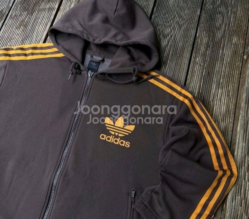 아디다스 모카 브라운 플랙 후드 져지집업 105/XL--1