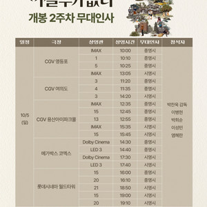[통로석] 10월5일 어쩔수가없다 무대인사 A열~통로석