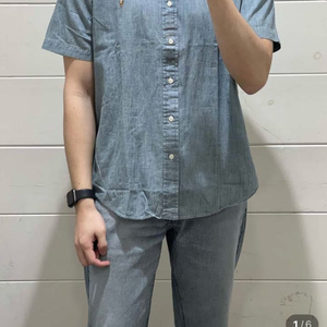 폴로 반팔셔츠 샴브레이 데님 s 이미지