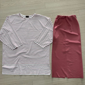 꺌랑스트라이프 롤업 박시티,포본스커트