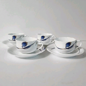 [4조가격]행남사 튤립 꽃포지 커피잔 찻잔/ 레트로 빈티지