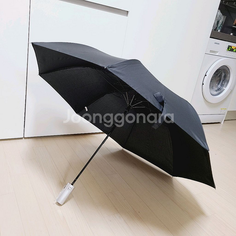 니 NII 블랙 2단 자동 우산 생활용품 로고 검정색--3