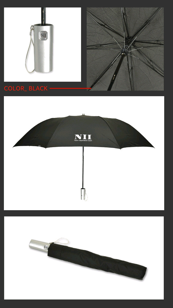 니 NII 블랙 2단 자동 우산 생활용품 로고 검정색--9