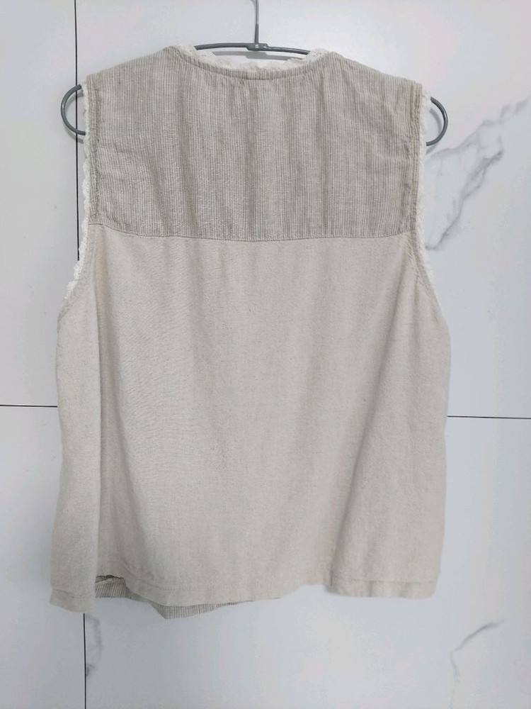 레이스배색 조끼--1