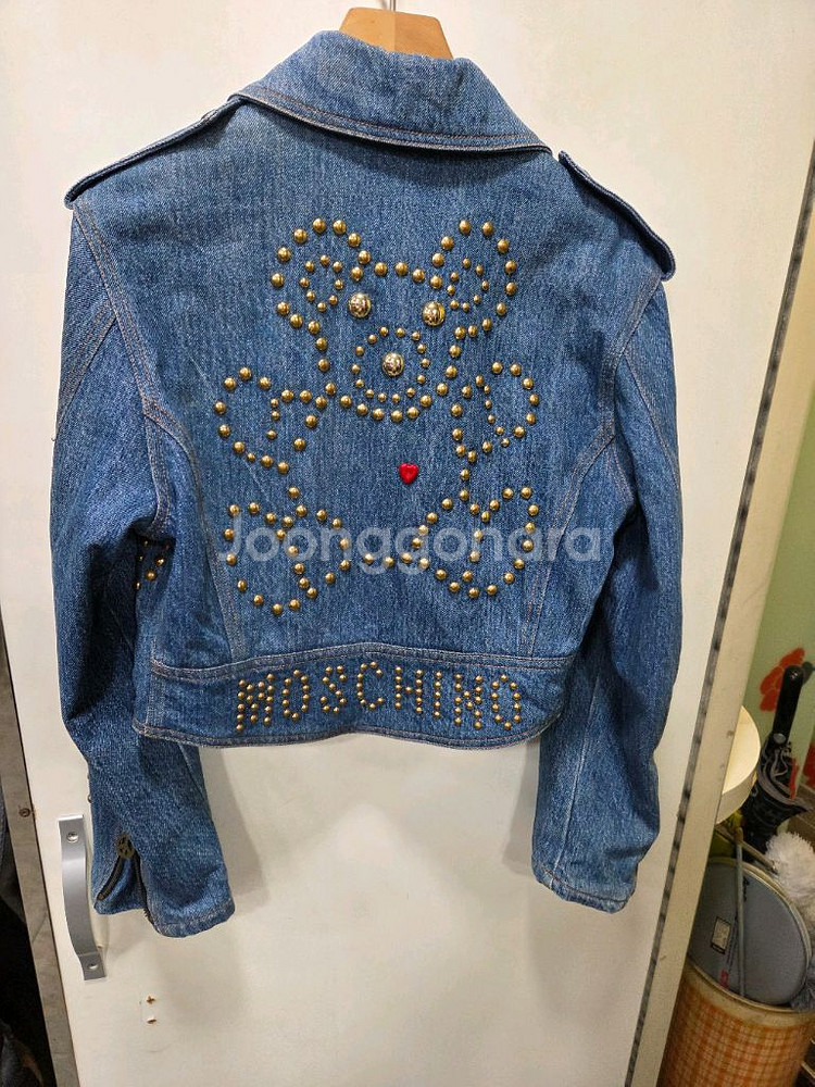 모스키노 데님 크롭 라이더 자켓--0