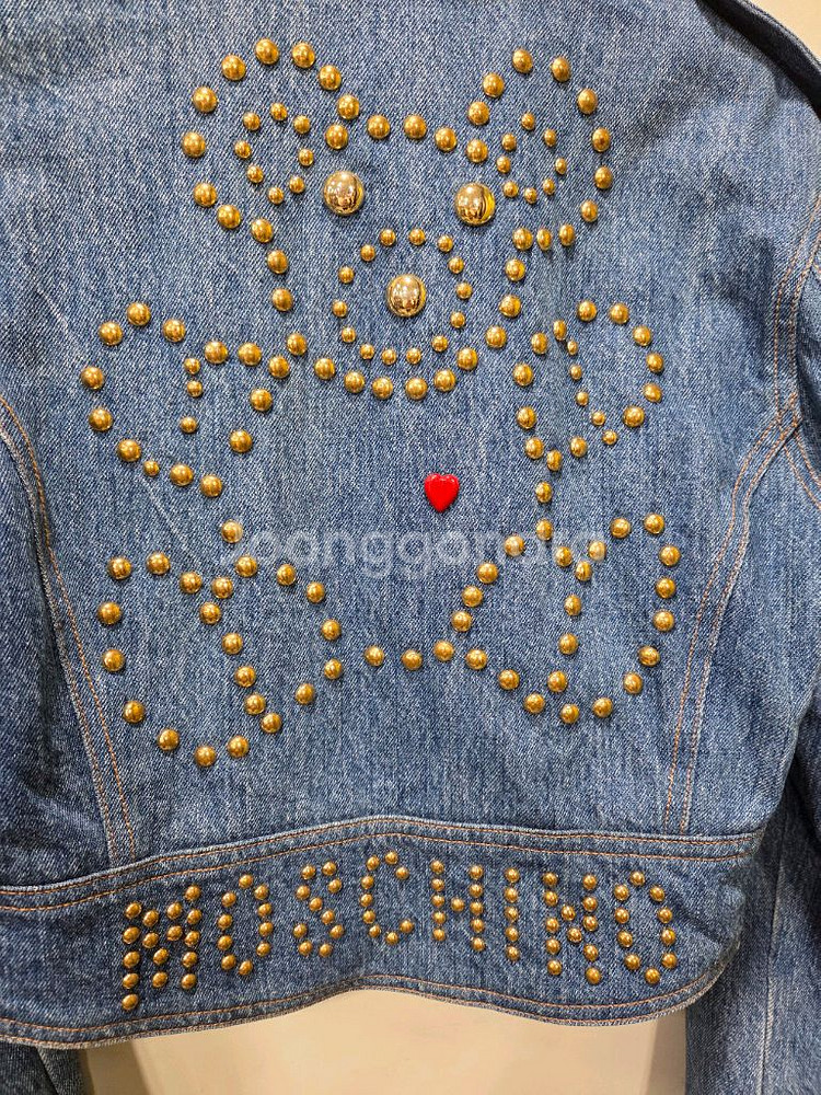 모스키노 데님 크롭 라이더 자켓--5