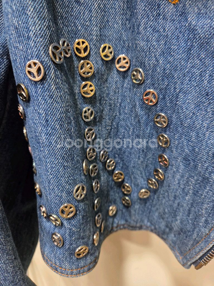 모스키노 데님 크롭 라이더 자켓--3