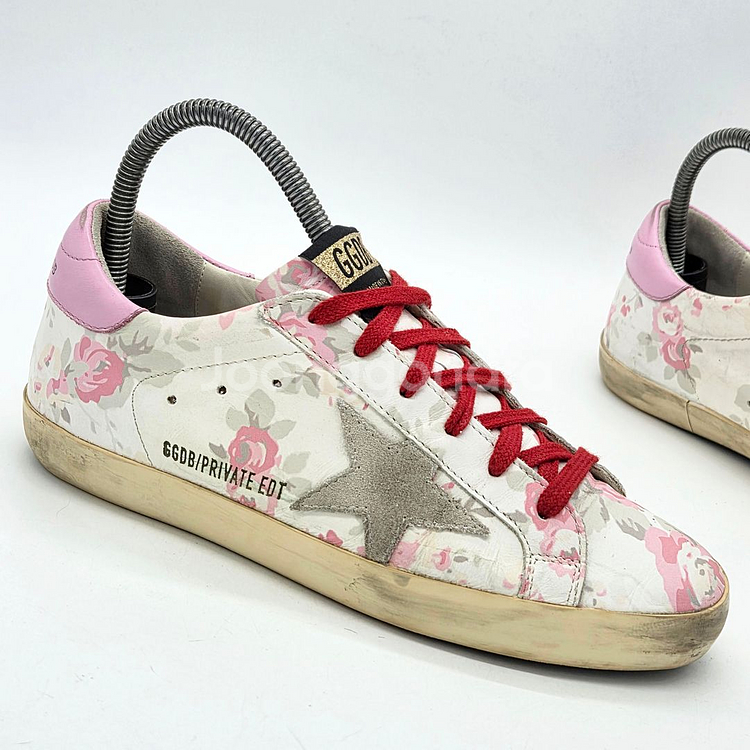 골든구스 우먼스 슈퍼스타 플라워 흰/핑 (38)--4