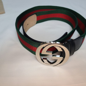 구찌 G 버클 웹 벨트 그린 레드
