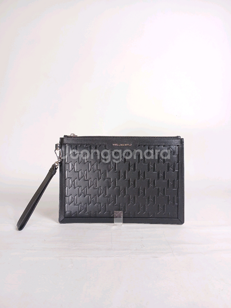 칼라거펠트 룸리 검정색 가죽 남성 클러치백--0