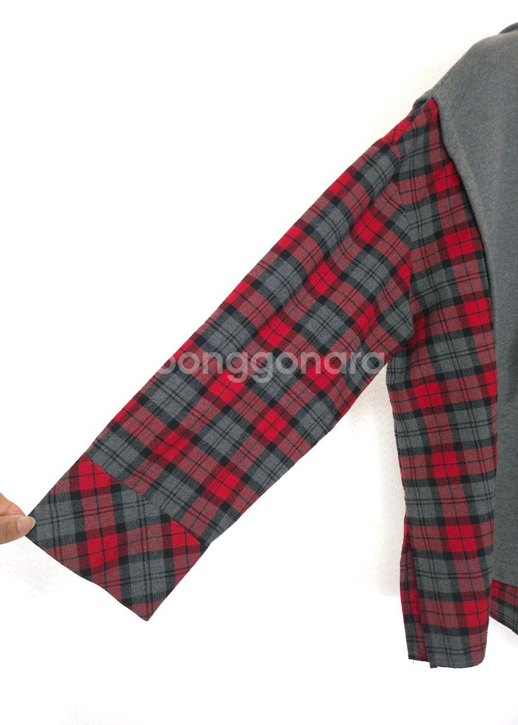 럭키슈에뜨 루즈핏 후드 레이어드 체크 셔츠 36 사이즈--4