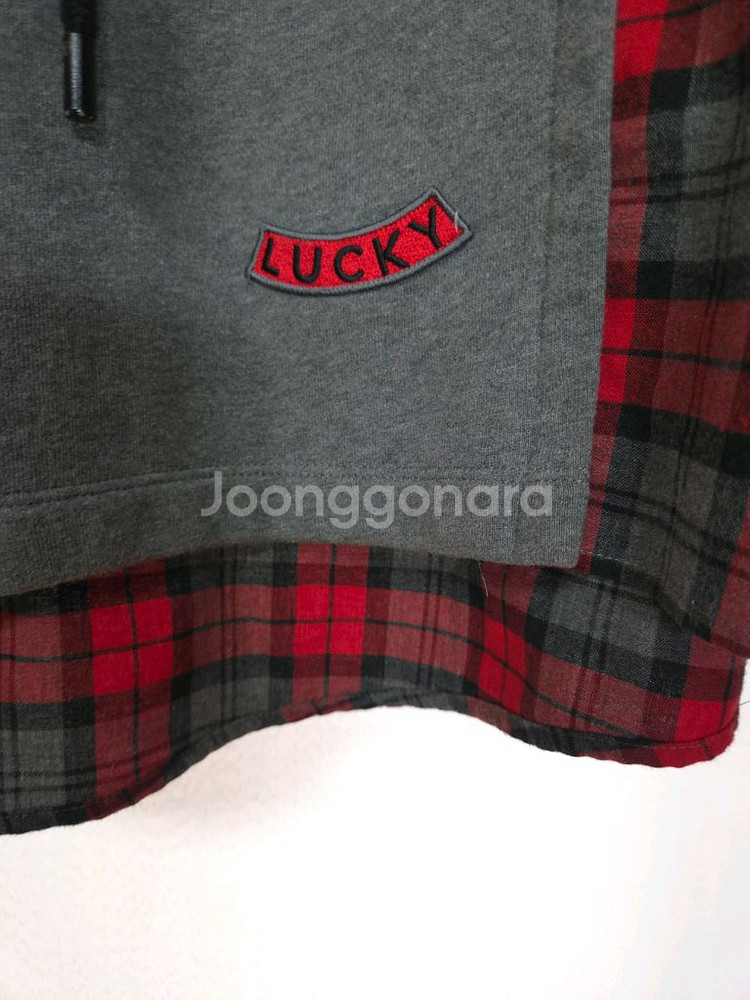 럭키슈에뜨 루즈핏 후드 레이어드 체크 셔츠 36 사이즈--2