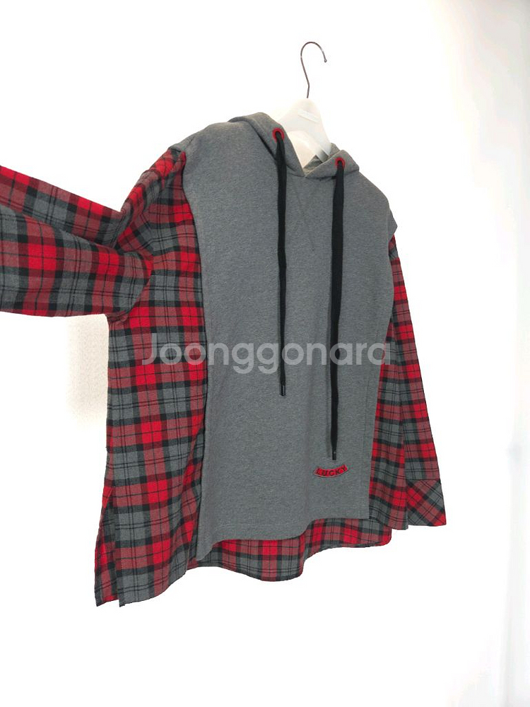럭키슈에뜨 루즈핏 후드 레이어드 체크 셔츠 36 사이즈--3