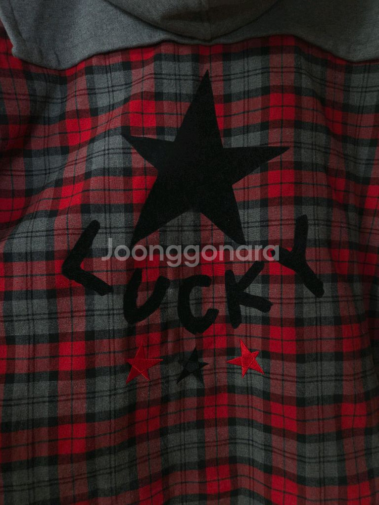 럭키슈에뜨 루즈핏 후드 레이어드 체크 셔츠 36 사이즈--7