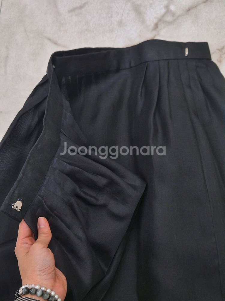 (새상품) 생활한복 검정색 치마 랩스커트--1